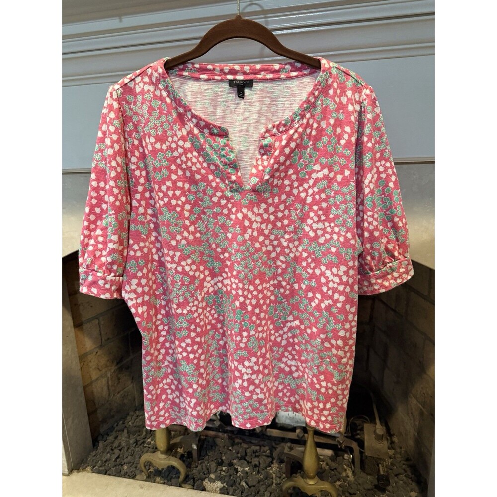 Talbots Short Sleeve Floral Top Size 1X  Modal And Cotton